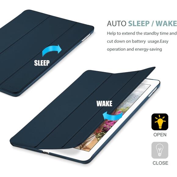 ProCase Smart Case iPad 9.7 5th 6th Gen Slim Stand Cover Frosted Back Navy NEW - Picture 7 of 8